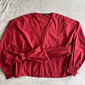 PRETTY Little Thing v-neck puffy sleeve big tie waist blouse size 12